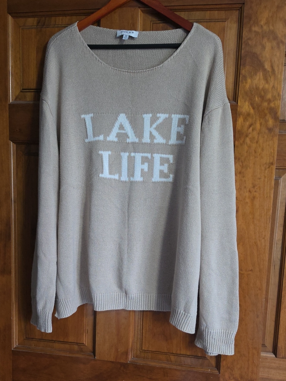 Gilli Beige Crewneck Sweater with White 'LAKE LIFE' Text